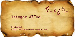 Izinger Éva névjegykártya